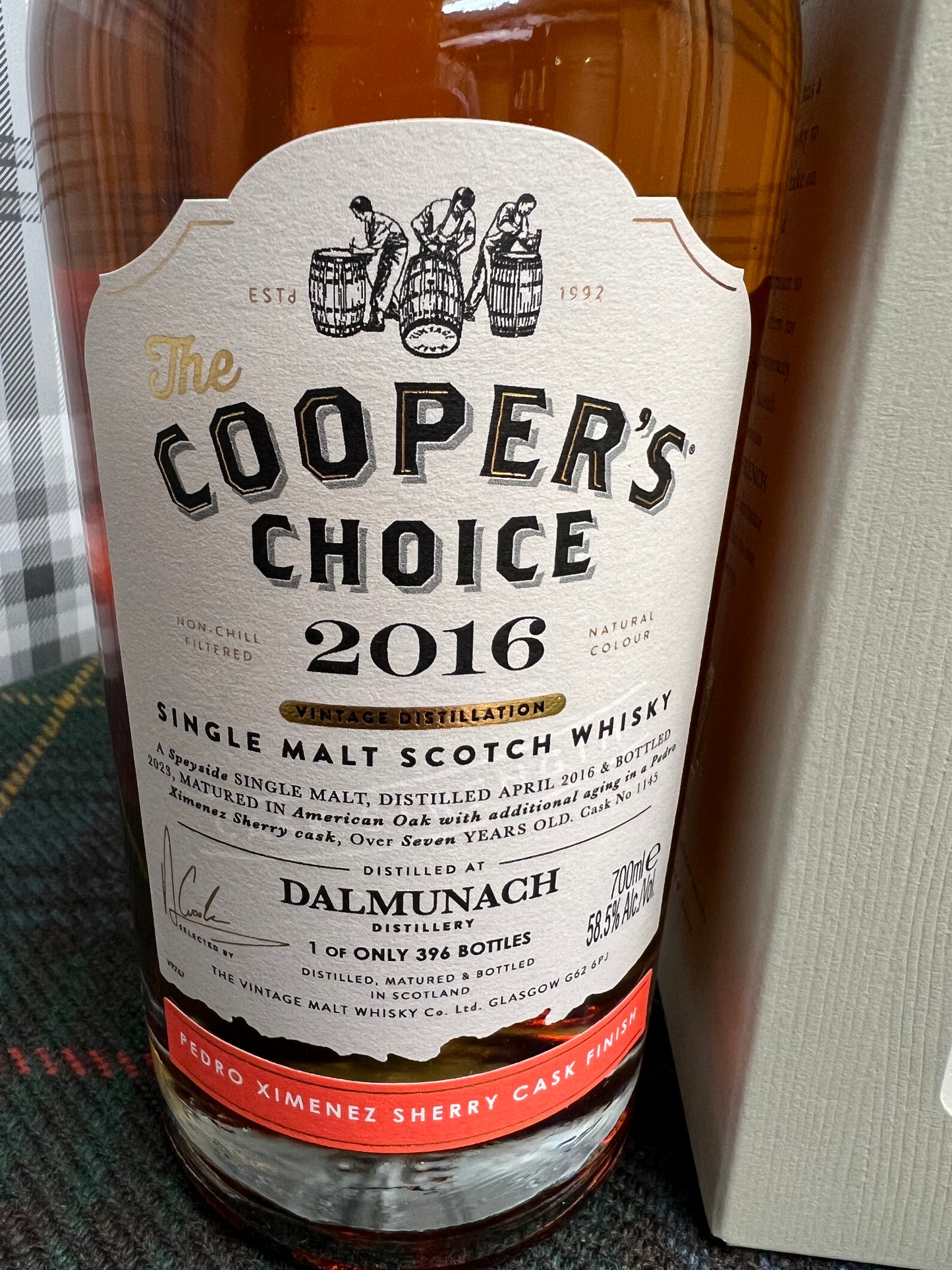 The Cooper's Choice - 2016 Dalmunach Single Cask 7yo Pedro Ximenez Sherry Cask Finish (70cl, 58.5%)